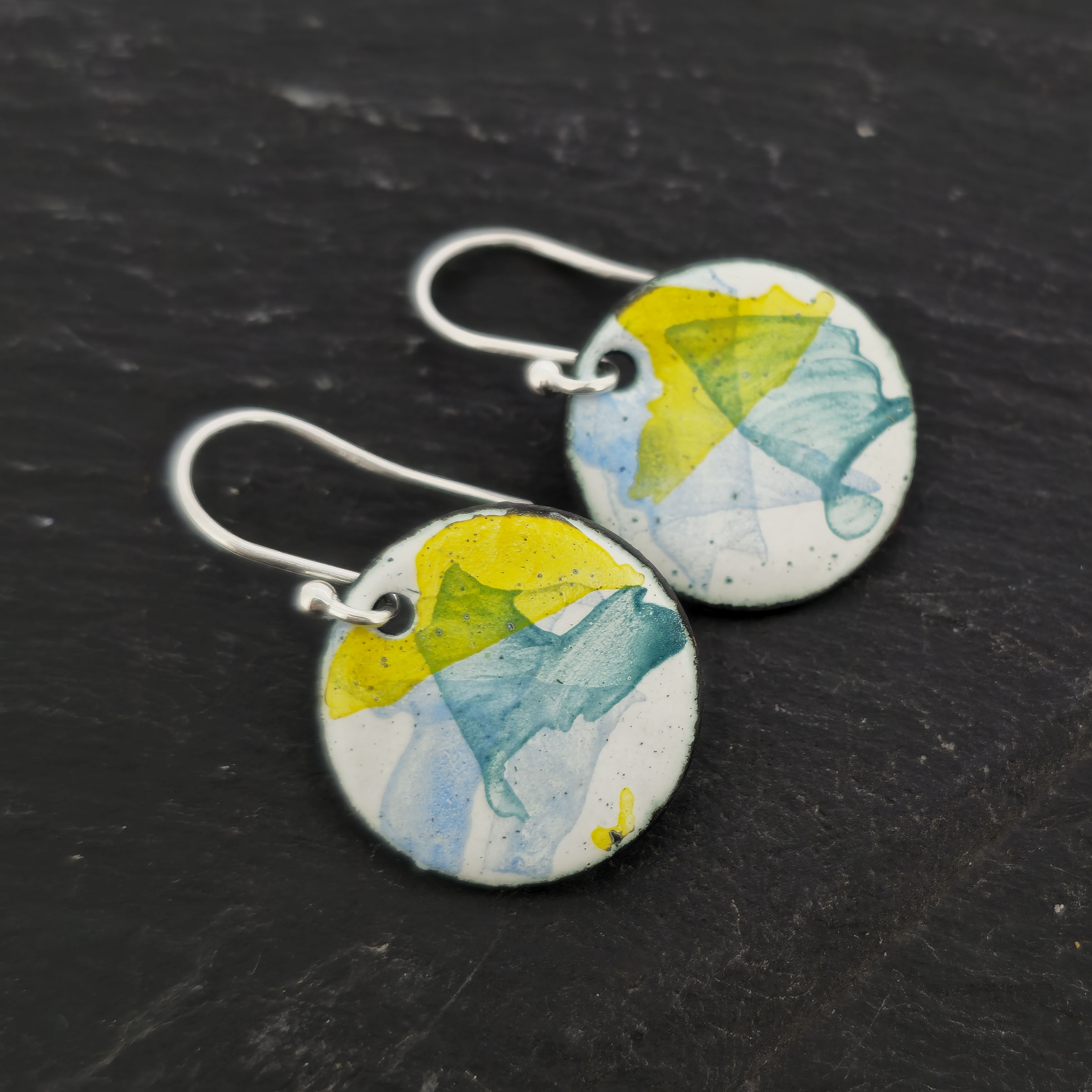 Abstract Colour round drop earrings