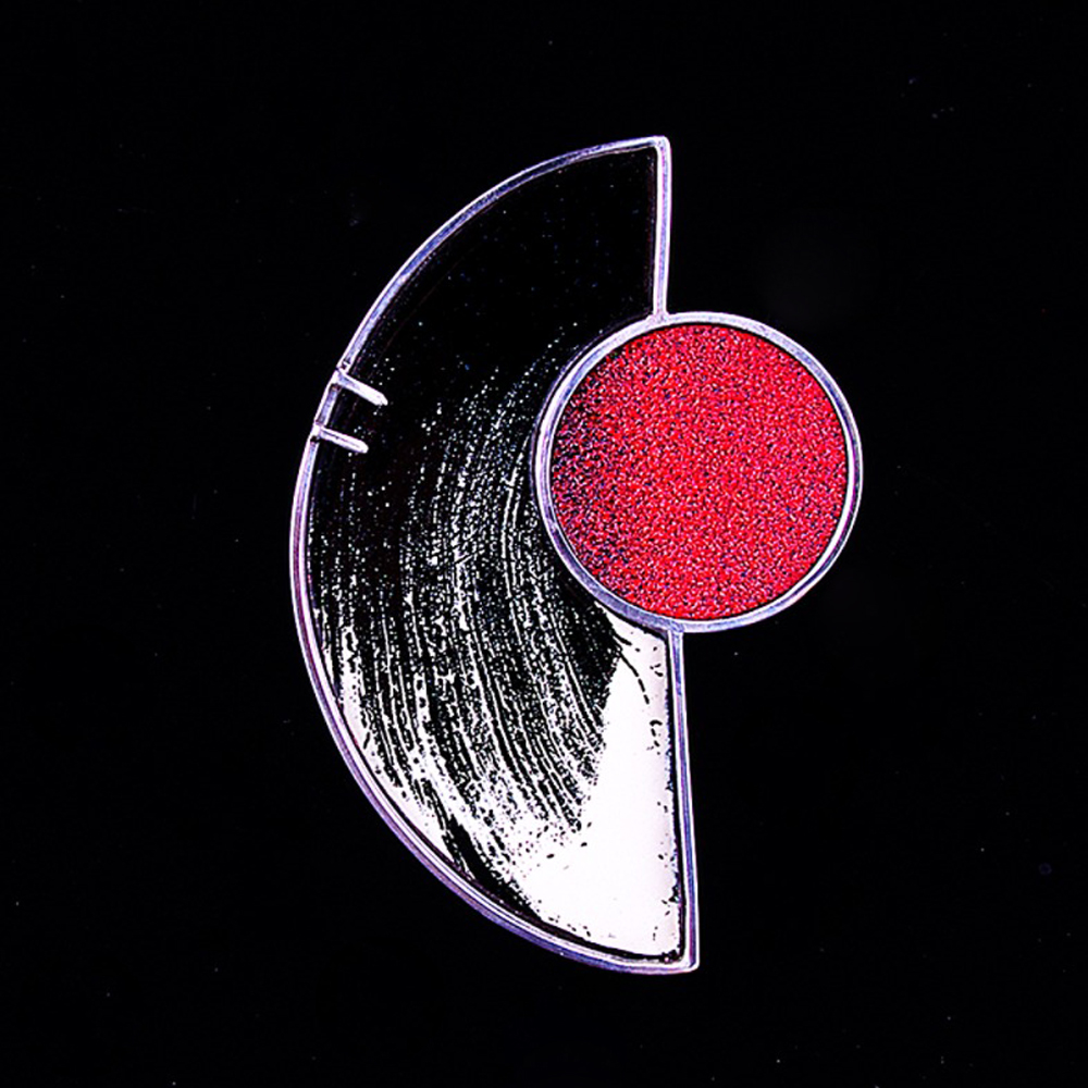Red, black and cream brooch - Blood Moon