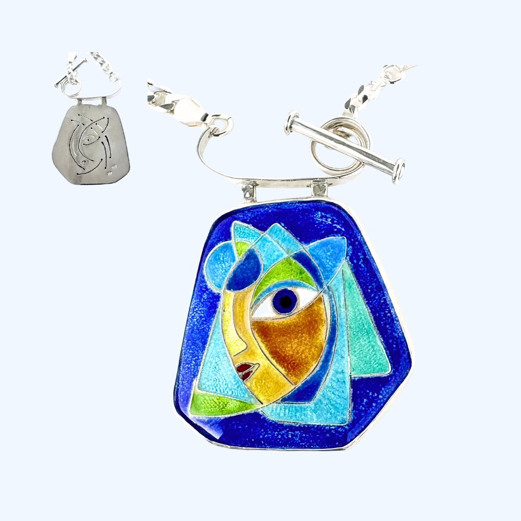 Cloisonné pendant, "Miss Dolly Wannabee"